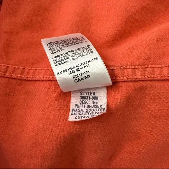 NWT MOTHER Puffy Bruiser Scooter Radioactive Paws Leopard Orange denim Jacket M - Picture 11 of 16